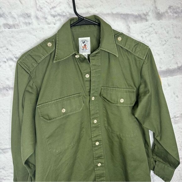 |VTG| MICKEY & CO by JG HOOK Military Style Button Down Patch Long Sleeve Shirt - Picture 2 of 6